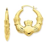 14k Polished Claddagh Hoop Earrings