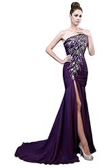 Slit Lace Beaded  Evening Dress/Prom Dress/Party Dress  With Rhinestones