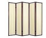 IMAGE OF Modern Furniture - 6ft. Helsinki Fabric Japanese Screen Room Divider - 5 Panel Rosewood