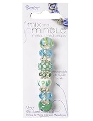 Art and Craft Supply: Darice Mix and Mingle Glass Lined Metal Beads, Green and Blue - Darice