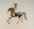 Sterling Silver Horse Pendant with Turquoise Inlay