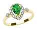 10k Yellow Gold, May Birthstone, Lab Created Emerald and Diamond Pear Shaped Ring, Size 6
