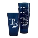 MLB Tampa Bay Devil Rays 16-Ounce Colored Plastic Pints (4 Pack)