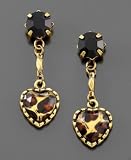 Betsey Johnson Leopard-Heart Drop Earrings