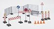 Traffic Construction set: railings, site signs, barrow and pylons by Bruder: Ages 3 And Up