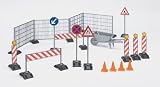 Traffic Construction set: railings, site signs, barrow and pylons by Bruder: Ages 3 And Up