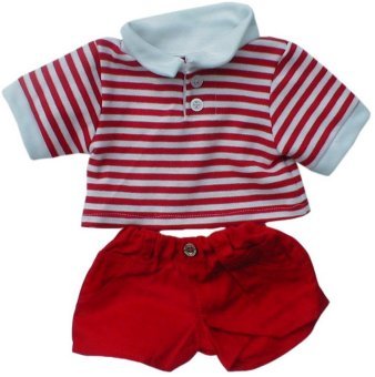 419wiBQMENL Red & White Stripe Polo w/ Shorts Clothes for 14   18 Stuffed Animals and Dolls
