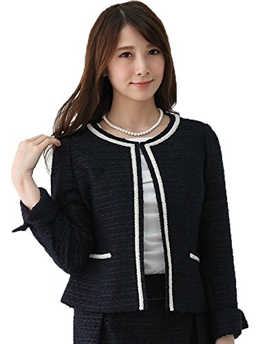 (アッドルージュ) AddRougeツイードノーカラージャケット 配色 [ta1606]