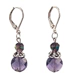 Earrings - E291 - Faceted Glass Lentil & Fire Polished Glass Bead ~ Purple