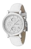 Fossil ES2202  Ladies Boyfriend Chronograph Watch with White Leather Strap and Silver Dial