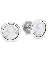 ROTENIER "Classic" Sterling Silver Carved Mother-Of-Pearl Cufflinks
