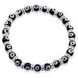 Swarovski CZ Evil Eye Bracelet made from Black Italian Moreno Glass
