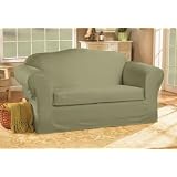 100% Cotton - 2 Piece Loveseat Slipcover - Sage by Sure Fit