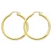 14k Yellow Gold Finish Polished 3mm Round Hoop Earrings