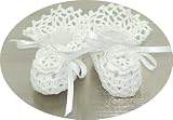 Crochet Christening Shoes, Size: 0-6 M, Color: White