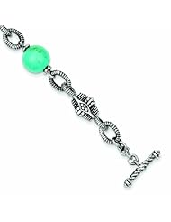 Sterling Silver with 14k Gold Turquoise 7.25in Bracelet - Antique Boutique - Vintage Style - Jewelry