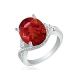 Huge 3ct Ruby and Diamond Ringin 14k White Gold. (3 1/4ct tgw)