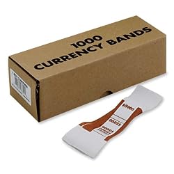 MMF Industries Currency Straps for Fifties, 5000 Dollar Capacity, 1.25 Inch Width, 1000 Straps per Box, Brown (216070I09)