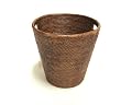 Seville Classics Hand Woven Rattan Waste Basket, Teak, 12 by 12-Inch