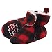 Hudson Baby Baby Cozy Sherpa Booties with Non Skid Bottom, Black and Red Plaid, 6-12 Months