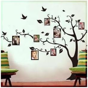 DGI MART XLarge Sizse Left Facing Photo Frame Tree Vinyl Removable Stickers Paper Decals for Bedroom Hall Office With Transfer Sheet