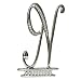 Ivy Lane Design Monogram Crystal Cake Top Letter N, Silver, 4-1/2-Inch