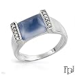 FPJ Stunning Ring With 3.63ctw Precious Stones - Genuine Chalcedony and Diamonds Beautifully Designed in 18K White Gold. Total item weight 8.0g - Size 7.5 (Size 7.5)