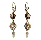 Michal Negrin Beautiful Earrings with Hand-Painted Flowers & Roses made of Swarovski Crystals & Beads - Victorian style, made in Israel