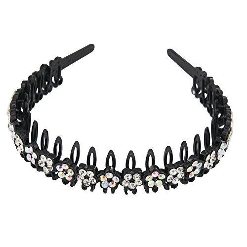 Yeshan Rhinestone and Crystal Teeth Comb Plastic Hairband Hair Hoop Headband for Women