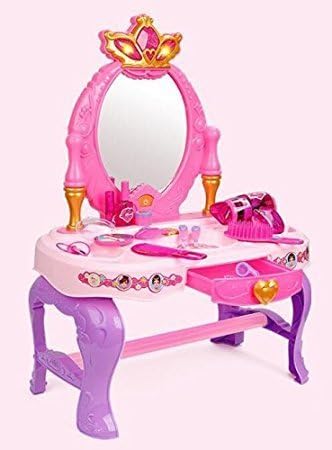Princess Make Up Table Girls Glamour Mirror Makeup Dressing Table Playset Toy (with Free Gift)