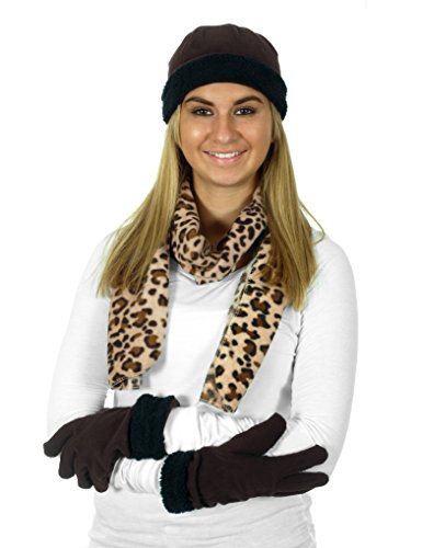 Women's 3 Piece Micro Fleece Hat, Scarf & Gloves Winter Set