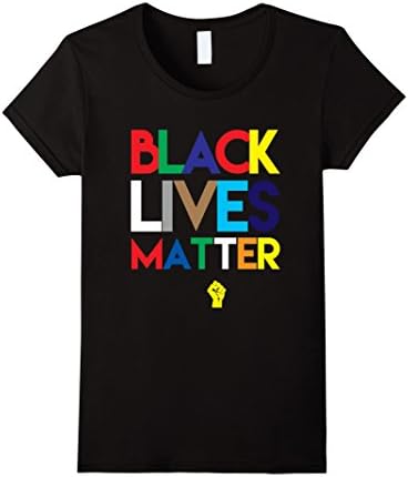 Women's #Black Lives Matter Race Unity Say No Racism T-shirt MULTI Medium Black
