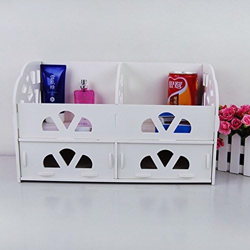 SULLI Classic and timeless deluxe wood Pull Out Storage Drawer / Cosmetic Organizer Box, White
