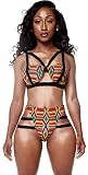 Elady Sexy Bikini Mesh Swimsuit Print Top Bottom Sets Beachwear (S)