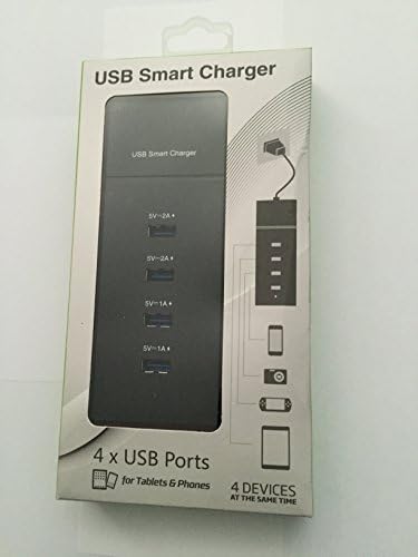 USB Charger, Universal 4 Ports 6A Built-in ICs Controller for High Speed Desktop USB Charger/Wall Travel Power Adapter for Galaxy S6 and S6 Edge, iPhone 6/6 Plus, iPhone 5/5S/5C, iPad/iPad Air 2/iPad Mini 3, Galaxy S5/S4/Note 4, HTC One M9 M8, Nexus 9/7/6 with SmartPower Technology (Black)