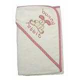 Baby Girl Bunny Rabbit Hooded Bathrobe, Babies 100% Cotton Towel Bath Robe (75cm x 75cm) (Pink)