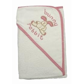 Baby Girl Bunny Rabbit Hooded Bathrobe, Babies 100% Cotton Towel Bath Robe (75cm x 75cm) (Pink)