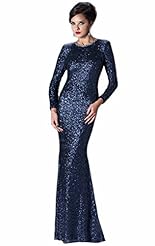 Long Sleeves Chiffon/Taffeta/Tulle Beaded Crystal Applique Crystals Lace Mermaid Prom Dress 