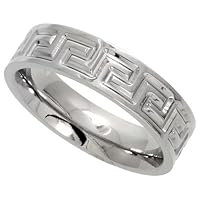 Stainless Steel 1/4 in. (6 mm) Comfort Fit Greek Key Band (Available in Sizes 6 to 14), size 7