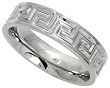Stainless Steel 1/4 in. (6 mm) Comfort Fit Greek Key Band (Available in Sizes 6 to 14)