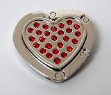 Red Ruby Diamond Heart Foldup Hand Bag Purse Hook Hanger