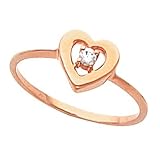 14K Rose Gold Diamond Heart Promise Ring - 0.04 Ct.