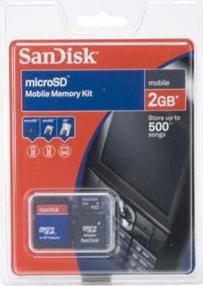 NEW SANDISK 2 GB 2GB MICRO CARD MINI & SD ADAPTER CURVE