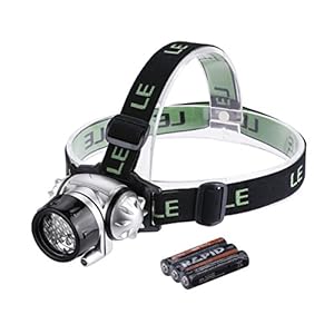 LE LED Headlamp, 18 White LED and 2 Red LED, 4 Brightness Level Choice, LED Headlamps, 3 AAA Batteries Included