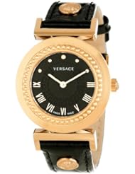 Versace Womens P5Q80D009 S009 Vanity Rose Gold Ion-Plated Stainless Steel Leather Band Watch