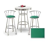 Chrome Bar Table & 2 Chrome 29" Everglade Vinyl Seat Barstools