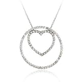 3 in 1! Sterling Silver Diamond cz stone Heart Eternity Pendant