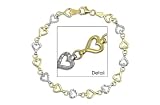 14kt 2 tone gold open heart link bracelet