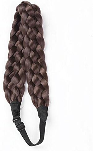 YILU Chunky Synthetic Hair Plait Plaited Band Braided Headband Elastic Brown#8