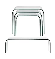 Clear Glass Coffee Table & Nested Side Tables Set